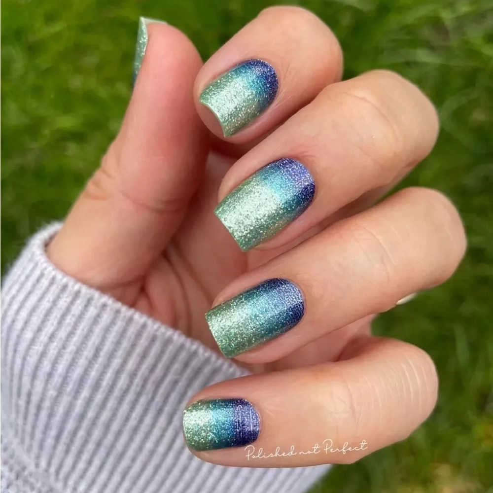 *Retired* Color Street: Long Time No Sea | Mint Blue Glitter Ombre Gradient